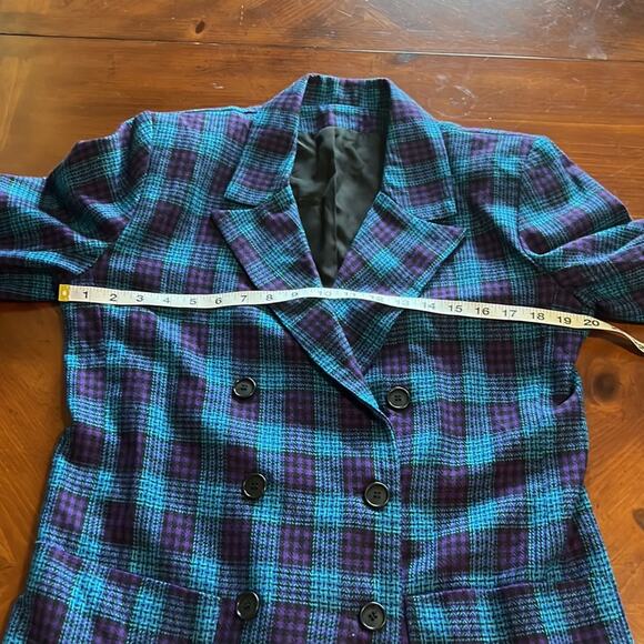 Vintage Handmade Pendleton Wool Plaid Blazer 90's Size 10 Double Breasted - Picture 5 of 8
